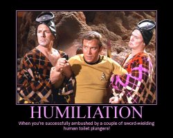 Humiliation --- When you're successfully ambushed by a couple of sword-wielding human toilet plungers!